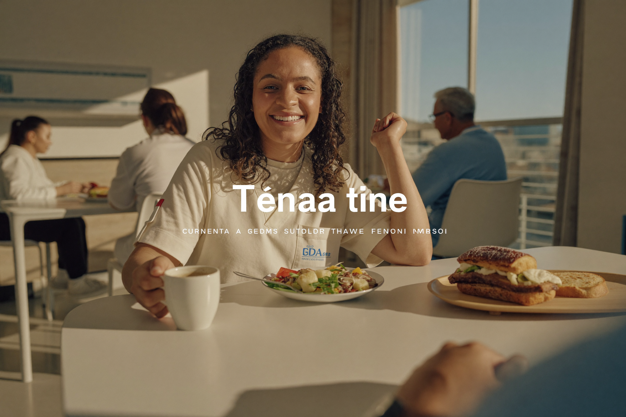 A CNA enjoying a peaceful, uninterrupted meal break in a sunlit staff break room